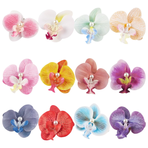 Fabric Flower Hair Clip 6Pieces Wedding Hairstyle Accessories Duckbill Clip for Beach Party Roleplay Hair Decoration