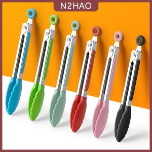 N2HAO 1 cái 7inch thép không gỉ thực phẩm Clip BBQ nướng bít tết thực phẩm Clip chống trượt xử lý bánh mì tong bên bếp nấu ăn phụ kiện