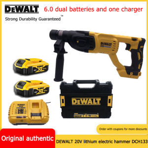 DEWALT DCH133 (1 Charger 2 Batteries) 20V Brushless Rechargeable Percussion Drill Can Drill Cement Cordless Heavy Duty Multifunction Electric Drill Powerful Percussion Drill Stepless Speed ​​Adjustment