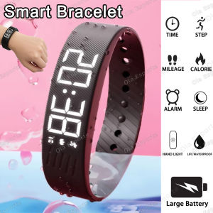 LED Digital Alarm Clock Smart Bracelet Adjustable Snooze-proof Alarm Watches with Run Pedometer Vibrating Alarm Smart Band HT30