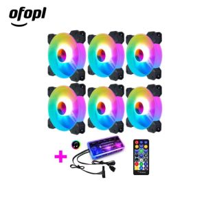 OFOPL 6PCS Coolmoon Jade Ring 120mm PWM RGB Ultra Quiet Computer Case Cooling Fan Cooler with Controller RF ARGB Remote Control for PC Case Fan Cooling