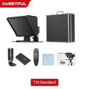 AMBITFUL T16 Big Screen Prompter Professional Interview Foldable Teleprompter for Mobile Phone DSLR TeleprompterFor up to 16" Camera Live Video Recording