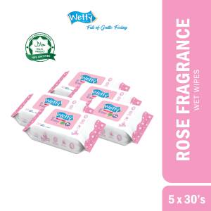 Wetty Nice Rose Fragrance Lavender Fragrance Wet Tissue Wet Wipes (5 pack x 30s)