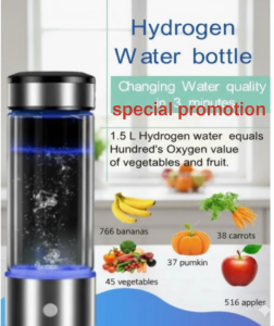 [SG Stock] Hydrogen Rich Water Bottle | 800-1200PPB High Concentration | 3-Min Fast Electrolysis | Borosilicate Glass Water Ionizer | Super Antioxidant Maker