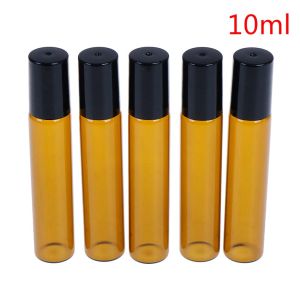 【Local Warehouse】5pcs/lot 10pcs/lot 10ml Clear / Amber Glass Roll on Bottle with Glass/Metal Ball Thin Glass Roller Essential Oil Vials Glass Roll On Bottle Amber Glass Roll On Bottle Essential Oil Vials Brown Roller Glass Bottle With Steel Ball