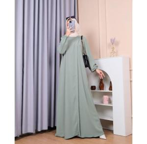 Gamis Remaja Polos Korean Style Ukuran Jumbo LD 140 Bahan Crinkle Airflow Premium Busui Kekinian