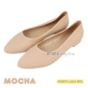 Sepatu Slip On Flatshoes Wanita Untuk Kerja Karet Anti Air Kekinian Korean Style Porto BTS Mocha 36-40