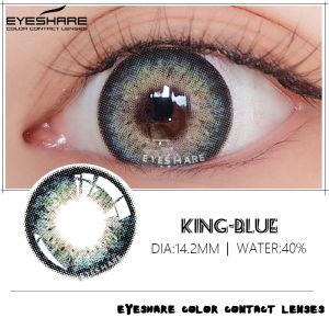 【BAYAR DI TEMPAT&SPOT】EYESHARE 1SEPASANG KING BLUE BIG EYE LENSA SOFTLENS KOREA SOFTLEN UNTUK RIASAN SOFTLENS MINUS 0.00(KOTAK LENSA GRATIS)SOFLEN MODEL TERBARU 2022-14.2MM