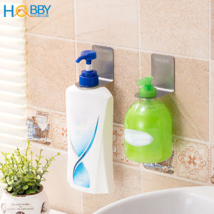 Bộ 2 móc treo cổ chai nước rửa tay dầu gội inox 304 mẫu dán HOBBY Home Decor MTDG