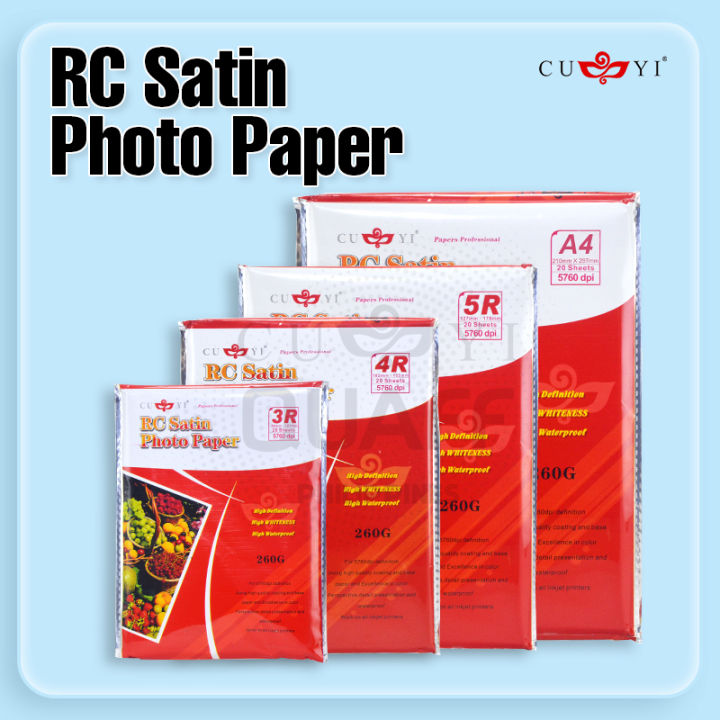 Cuyi Rc Satin Photo Paper Resin Coated Inkjet 260gsm A4 5r 4r 3r Size