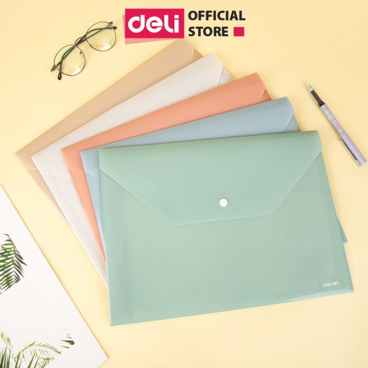 Túi file đựng tài liệu A4 Deli nhiều màu, my clear bag bìa đựng tài liệu văn phòng phẩm lưu trữ hồ sơ giấy tờ - PP301