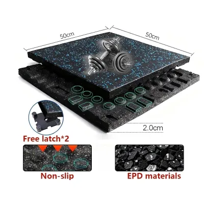 Shock Absorbing Mat Rubber Gym Fitness Floor Pad Waterproof Rubber Mat Dumbbell Barbell Splicing Floor Tiles Rubber tile gym workout bounce rubber mating