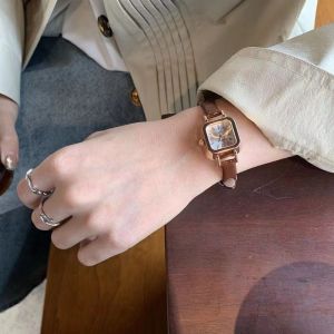 Elegant Square Ladies Watch Small Casual Quartz Timepiece Simple Advanced Stylish Leather Watch