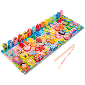Wooden alphanumeric puzzle blocks children toys board Montessori educational learning game