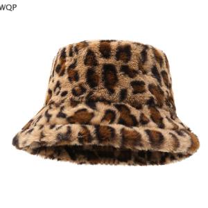[WQP Fashion Store] Flash Sale Jewelry Hats Womens Winter Faces Small Leopard Print Fishermans Hats Womens Versatile Thermal Tub Hats Plush Bucket Hats