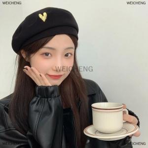 [COD] WEICHENG Cotton Women Berets Winter Hats Vintage French Plaid Top Cap Painter Hat Autumn Winter Street Octagonal Beret Caps