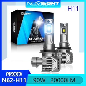 Novsight N62 H11 LED Headlight Bulb 90W 20000LM 6500K Cool White Super Bright LED Light for Car High Beam/Low Beam/Fog Light Plug and Play 2pcs 2 Years Warranty Free Shipping