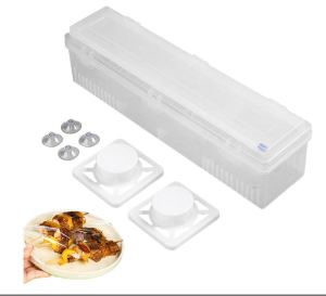 Food Cling Wrap Dispenser Household Reusable Wrap Dispenser with Slide Cutter Food Cling Wrap Film Cutter for Home Restaurant Kitchen - KeiMav