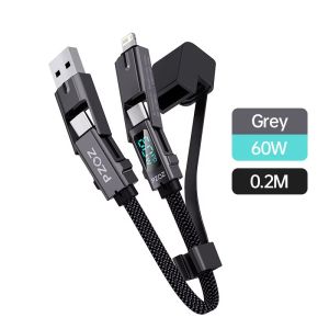 【LOCAL】PZOZ 140W เครื่องชาร์จด่วน 5 ใน 1 เครื่องอ่านบัตร TF OTG ข้อมูล USB-A Type-C สายฟ้าผ่า LED ชาร์จหลาย USB C สำหรับ Apple iPhone iPad MacBook Samsung Xiaomi OPPO Vivo