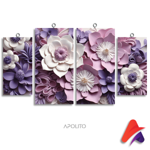 HIASAN DINDING SET ABSTRAK PINK FLOWERS ISI 4 (82 C) KAMAR DEKORASI RUMAH WALL DECOR PAJANGAN DINDING SATU SET BUNGA