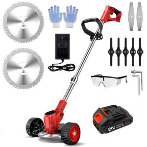 Cordless Grass Trimmer Lithium Battery Electric Lawn Mower Comes with Training Wheels and 9 Blades