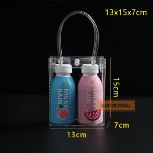 🇲🇾 Clear Transparent PVC Gift Tote Packaging Bag Button Hand Loop Shopping Goodies Travel Plastic Handbag Cosmetic Beg