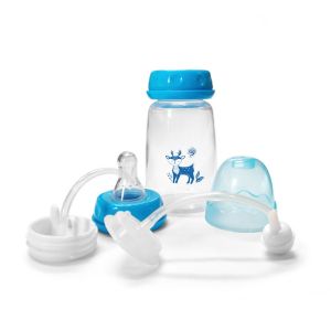 NOBLELYN with Straw Brush Hands-Free Feeding Bottle Self-Feeding 5oz/150ml Milk Storage Bottle High Quality Gravity Ball Baby Bottle Set for babies 3 months+