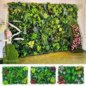 60×40CM Artificial Plant Wall Panel DIY Eucalyptus Fern Artificial Lawn Carpet Indoor Outdoor Wedding Party Garden Decor Artificial Flower Green Wall