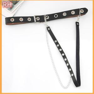🔥🔥🔥ranghe Punk Gothic Faux Leather Belt Women Adjustable Metal Chain Ring Waist Belt