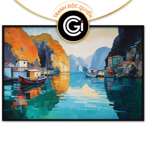 Tranh treo tường dán tường Canvas phong cảnh quê hương sơn dầu. CGI-36