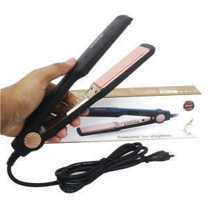 KEMEI KM 470 CATOKAN PELURUS RAMBUT PLAT LEBAR NANO SILVER TEMPERATUR CONTROL