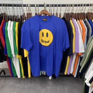 A2 [Real Shot] drew house t-Shirt New Style Short-Sleeved Street Wear Couple Loose Dropped Shoulders Men Women Same Letter Smiley Face㏇X0412