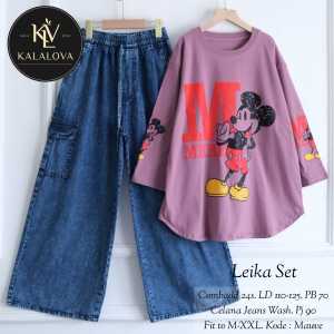 COD // Kalalova • Setelan Kaos Combed Celana Jeans • Leika Windy Syauki Zenda