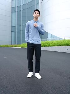 Qiaodan Men Quick-Dry Long Sleeve Polo Shirt Business Casual Sports Long Sleeve Top QXETL3253086