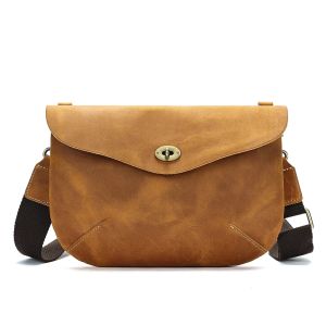 Retro Crazy Horse Leather Crossbody Mens Bag - Premium Leather Fashion Cover Style Shoulder Bag for Business Use Handbag