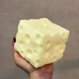 Jumbo Cheese Cube Stress Ball Big Cheese Shapeable Squeeze Ball Non-Bounce Fidget Toy ASMR Sensory Anti-Stress Christmas Gift