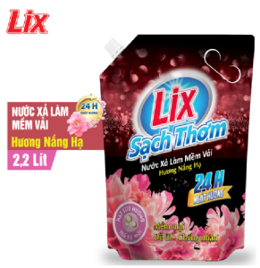 Nước xả làm mềm vải Lix túi 2.2kg sạch thơm hương nắng tinh khôi/hương ngàn hoa/hương nắng hạ