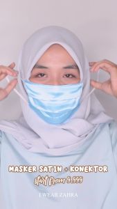 Masker Kain Satin + Konektor - Bahan Satin 2in1 Komplit Murah Kain Silk Polos Premium Hijab Nyaman