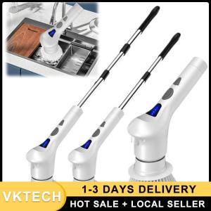 Electric Spin Scrubber with 8 Replaceable Brush Household Cleaning Brush Portable Power Shower Brush for Tile Floor