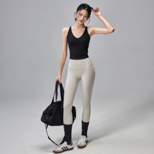 Women Strappy Removable Bra Pads Tank Tops High Support Open-Back Yoga Vest for Outerwear