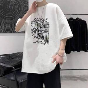 #ชุดเสื้อกับกางเกงขาสั้นแฟชั่นผู้ชายผ้ายืดตัวใหญ่ดีใส่เทียวใส่ออกกำลังกาย+มีบริการเก็บเงินปลายทาง มีลายสกรีนเท่ๆ ผ้านิ่ม ใส่สบาย สีไม่ตก ได้ทั้งชุด (2 ตัว)