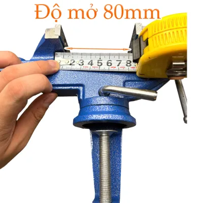 Ê tô mâm xoay kẹp bàn 50mm 60mm 70mm 80mm có đe mầu lam Kẹp Phôi Kim Loại Kẹp Đồ Thủ Công