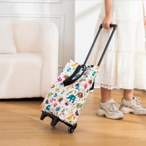 Convenient Travel Camping Car Trolley Bag Foldable Grocery Trolley Cart Grocery Bag Large Capacity Trolley Push Household Shopping Bag