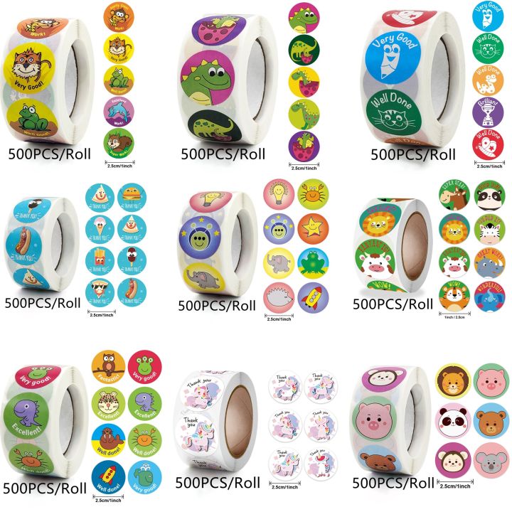 500pcs Cute Cartoon Animals Sticker for Kids Encourage Sealing Labels ...