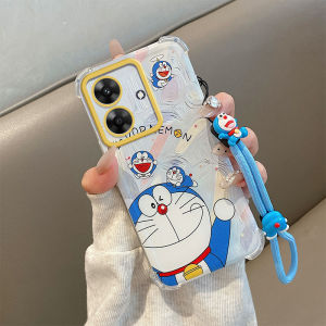 Phone Case Tecno Spark Go 2 POP 10 SparkGo2 POP10 Cute Painted Cartoon Casing with Dolls Lanyard Four Corner Shock-absorbing Lens Protection Silicone Soft Back Cover