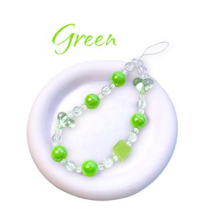 Fresh ins Style Transparent Heart Square Mobile Phone Chain Beaded Lanyard