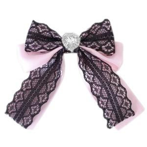 Hair Clip Bow Y2K Ribbon Bangs Clip Sweet Girls Cute Duckbill Clip Headdress Hair Accessories Rhinestones Hairpin