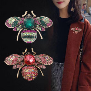 [haoh] เข็มกลัดโลหะรูปผึ้งคริสตัลแนววินเทจสำหรับผู้หญิงเสื้อผ้าเสื้อโค้ทเครื่องประดับของขวัญเครื่องประดับ