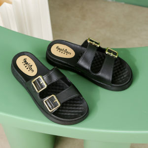 Ielgy thẳng với hở ngón birkenstock kéo bãi biển phẳng trượt 2024 Mới Mùa Hè thời trang đế giữa gót