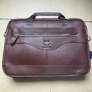 BULLCAPTAIN Briefcase Shoulder Messenger Bags Mens Genuine Leather 14-inch Laptop Bag Mens Briefcase Office Business Handbag2026